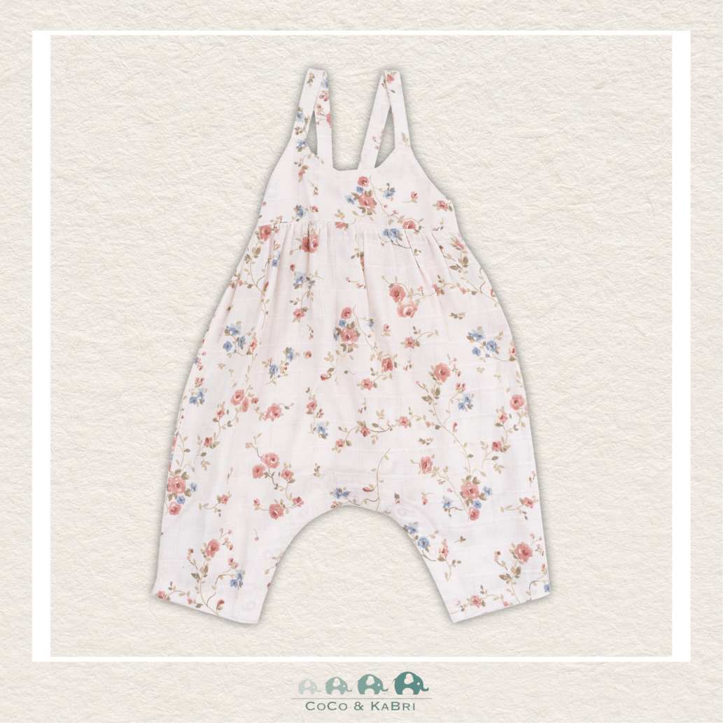 Angel Dear: Muslin Climbing Roses Tie Back Romper, CoCo & KaBri Children's Boutique