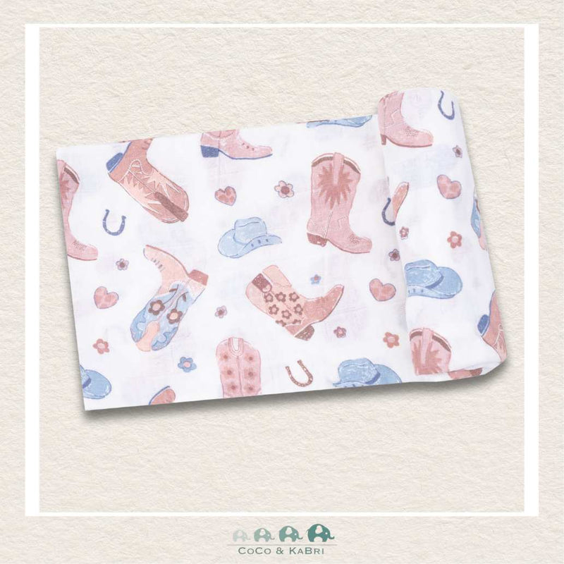 Angel Dear Muslin Cowboy Boots Pink Swaddle Blanket, CoCo & KaBri Children's Boutique