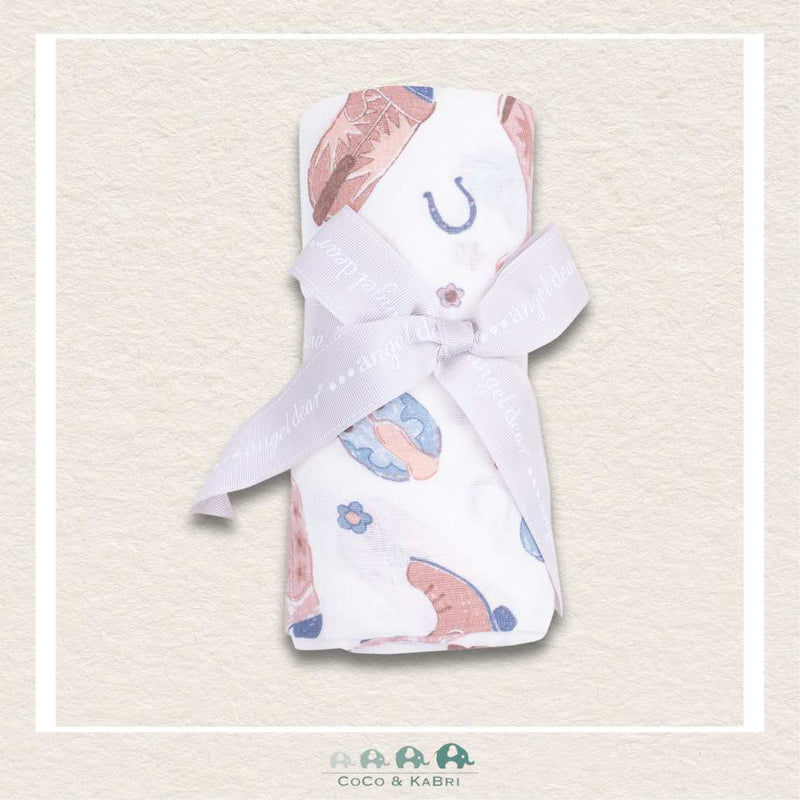 Angel Dear Muslin Cowboy Boots Pink Swaddle Blanket, CoCo & KaBri Children's Boutique