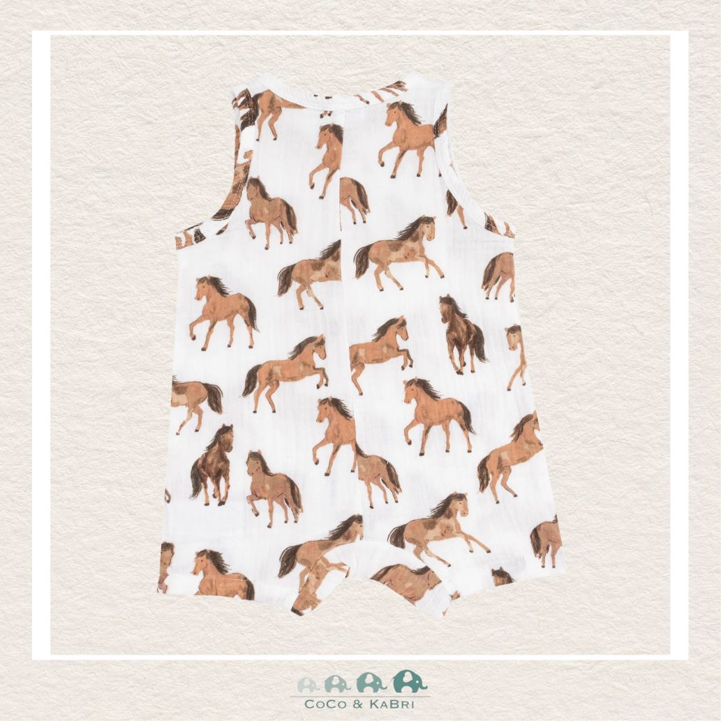 Angel Dear: Muslin Horses Sleeveless Shortie Romper, CoCo & KaBri Children's Boutique