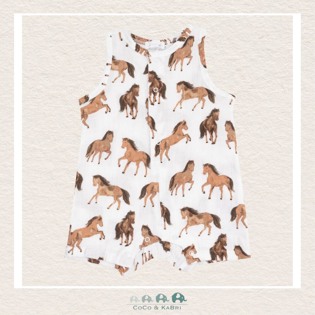 Angel Dear: Muslin Horses Sleeveless Shortie Romper, CoCo & KaBri Children's Boutique