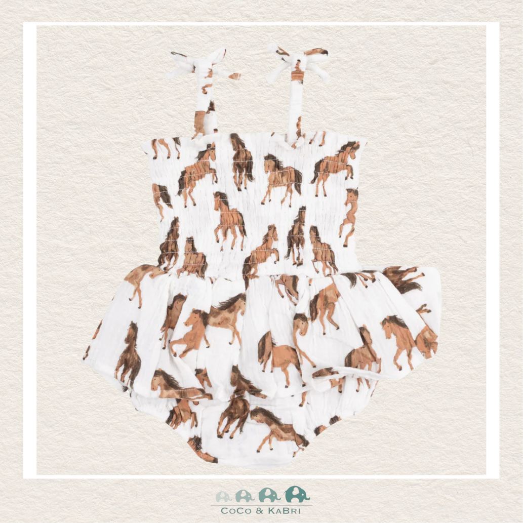 Angel Dear: Muslin Horses Smocked Bubble W/ Skirt, CoCo & KaBri Children's Boutique