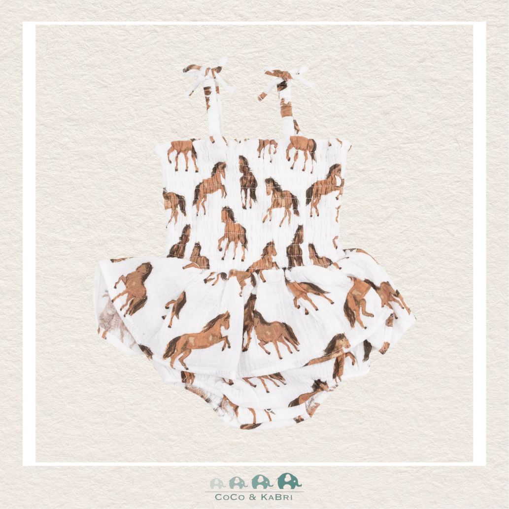 Angel Dear: Muslin Horses Smocked Bubble W/ Skirt, CoCo & KaBri Children's Boutique