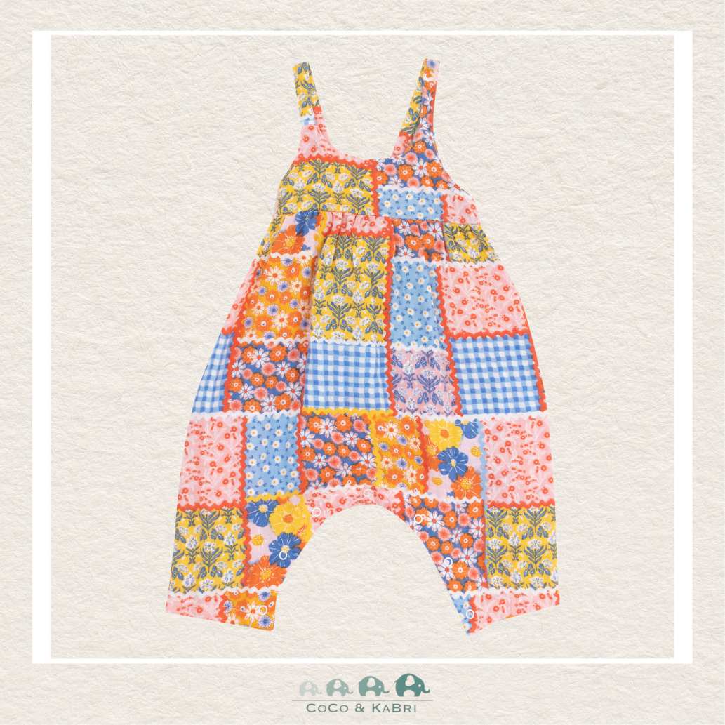 Angel Dear: Muslin Ric Rac Patchwork Tie Back Romper, CoCo & KaBri Children's Boutique