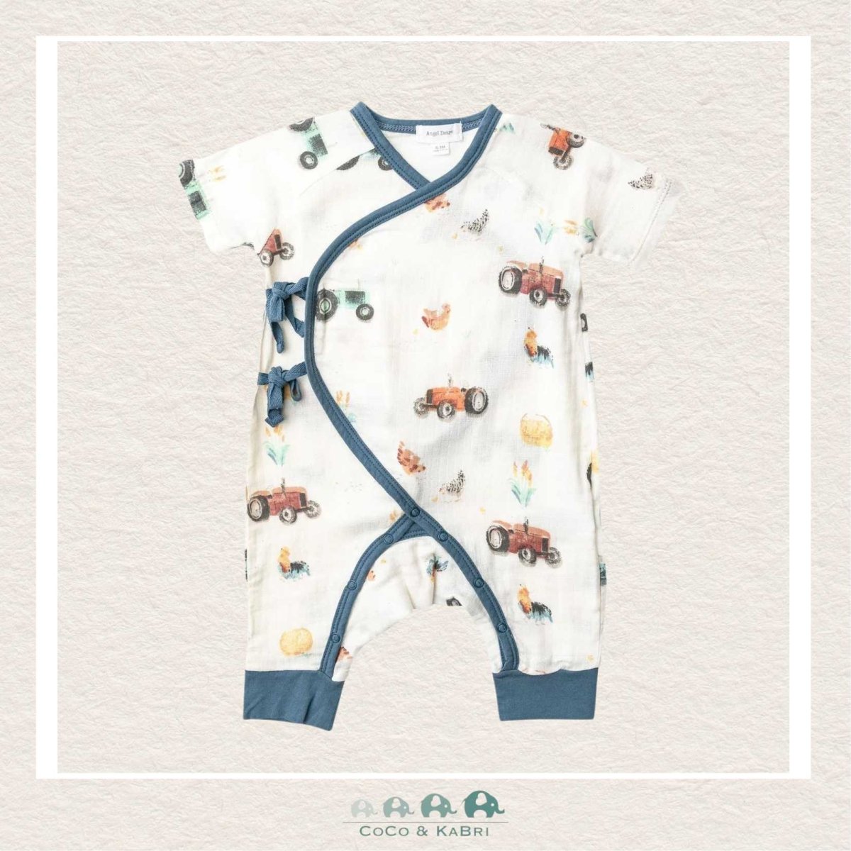 Angel Dear: Muslin Short Sleeve Coverall Wrap - Tractors on the Farm, CoCo & KaBri Children's Boutique