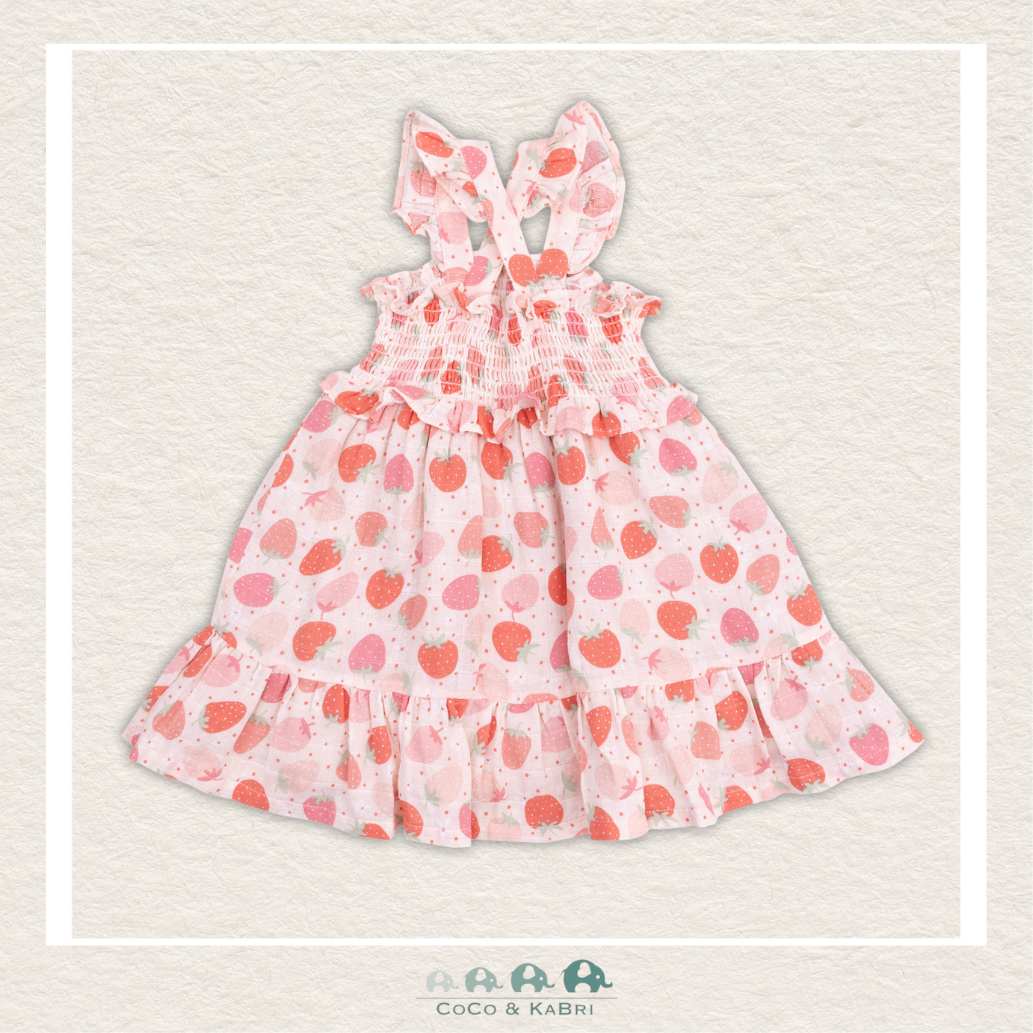 Angel Dear: Muslin Strawberry Bliss Smocked Ruffle Sundress & Diaper Cover, CoCo & KaBri Children's Boutique