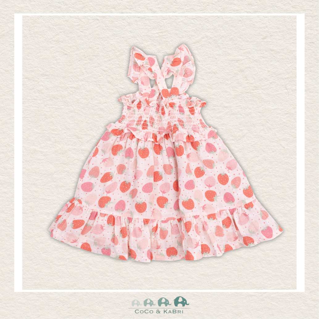 Angel Dear: Muslin Strawberry Bliss Smocked Ruffle Sundress & Diaper Cover, CoCo & KaBri Children's Boutique