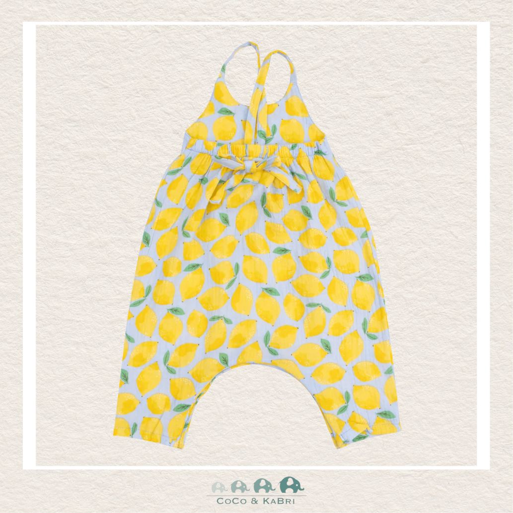 Angel Dear: Muslin Sunny Lemons Tie Back Romper, CoCo & KaBri Children's Boutique