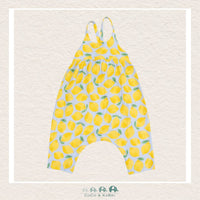 Angel Dear: Muslin Sunny Lemons Tie Back Romper, CoCo & KaBri Children's Boutique