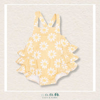 Angel Dear: Muslin Yellow Mod Daisy Ruffle Sunsuit, CoCo & KaBri Children's Boutique