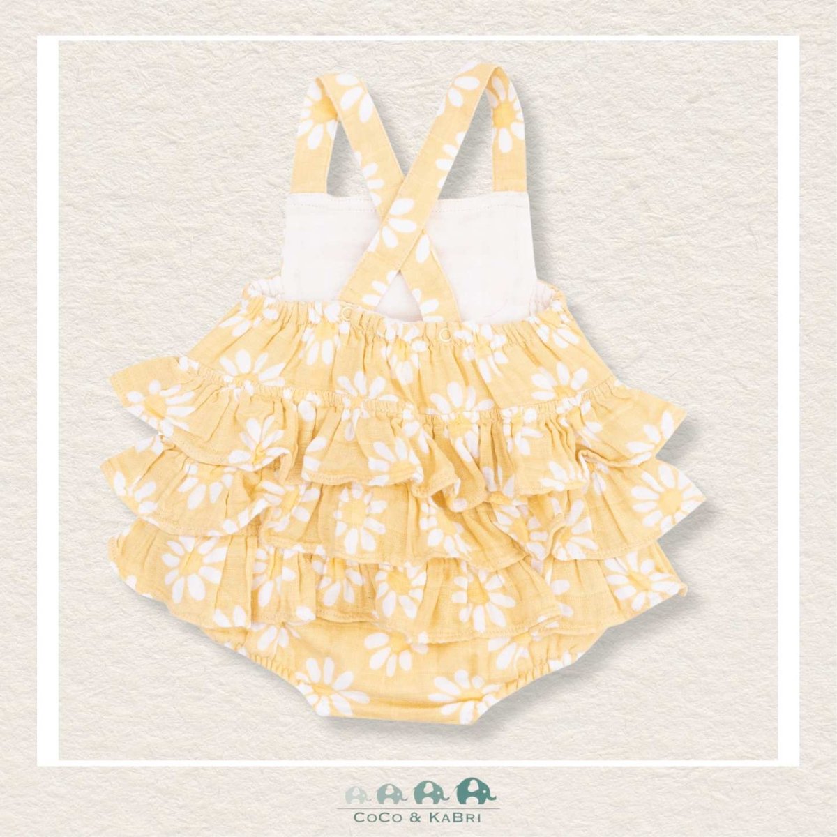 Angel Dear: Muslin Yellow Mod Daisy Ruffle Sunsuit, CoCo & KaBri Children's Boutique