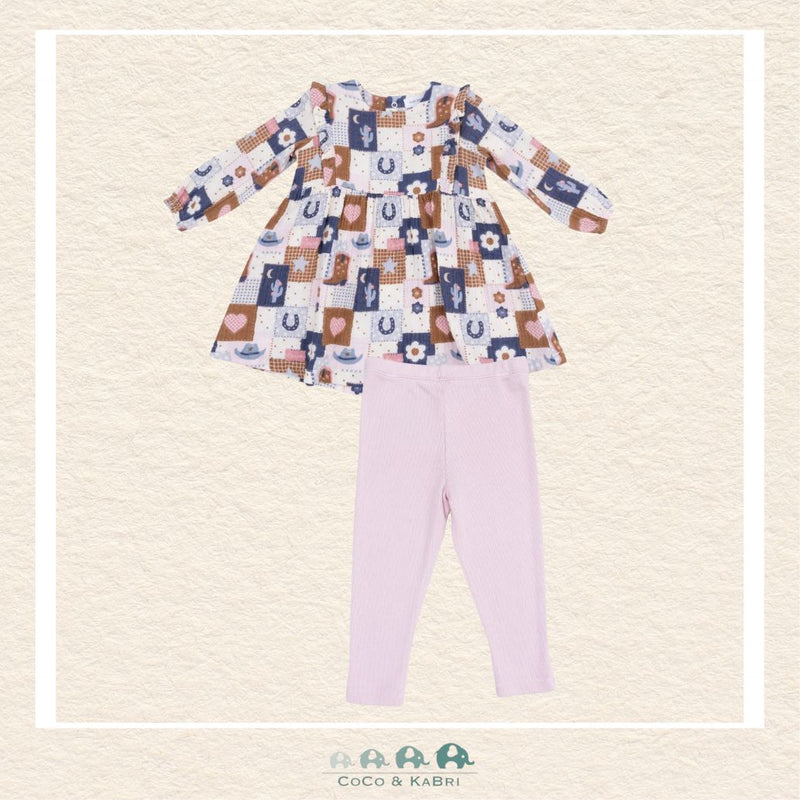 Angel Dear: Patchwork Cowgirl - Ruffle Dress and Rib Legging, CoCo & KaBri Children's Boutique