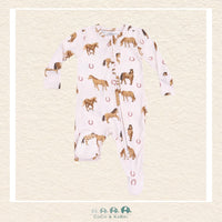 Angel Dear: Pink Horses - 2 Way Zipper Ruffle Back Footie, CoCo & KaBri Children's Boutique