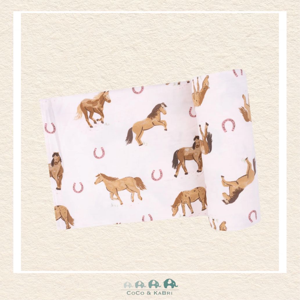 Angel Dear: Pink Horses - Swaddle Blanket, CoCo & KaBri Children's Boutique