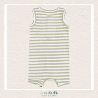 Angel Dear: Ribbed Modal Stripe Sage Sleeveless Shortie Romper, CoCo & KaBri Children's Boutique
