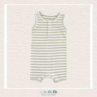 Angel Dear: Ribbed Modal Stripe Sage Sleeveless Shortie Romper, CoCo & KaBri Children's Boutique