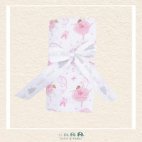Angel Dear Ribbon Ballerinas swaddle blanket rolled and tied with a boutique ribbon for a graceful, dance-themed gift presentation | Canada