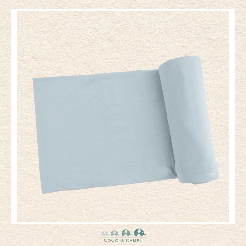 Angel Dear Jadeite swaddle blanket rolled out showing the generous size and buttery-soft solid bamboo viscose texture | Canada