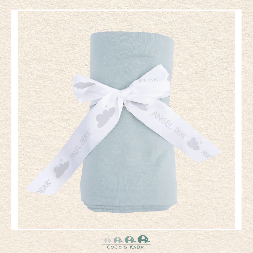 Angel Dear Jadeite solid bamboo swaddle blanket rolled and tied with a boutique ribbon for a premium gift presentation | Canada