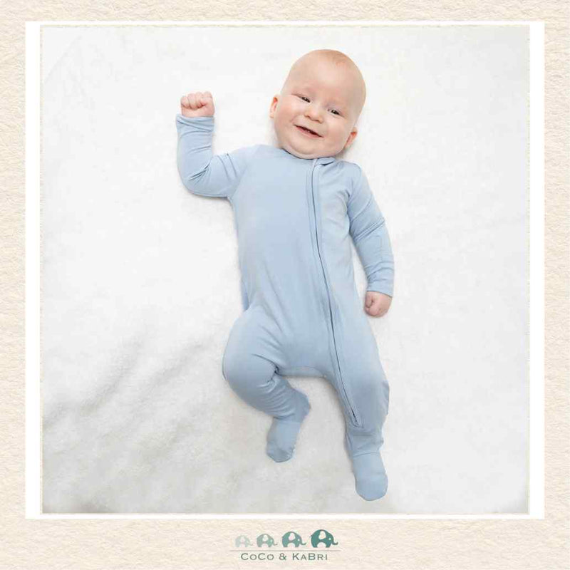 Angel Dear: Solid Blue Fog - 2 Way Zipper Footie, CoCo & KaBri Children's Boutique, Brooks Alberta Canada