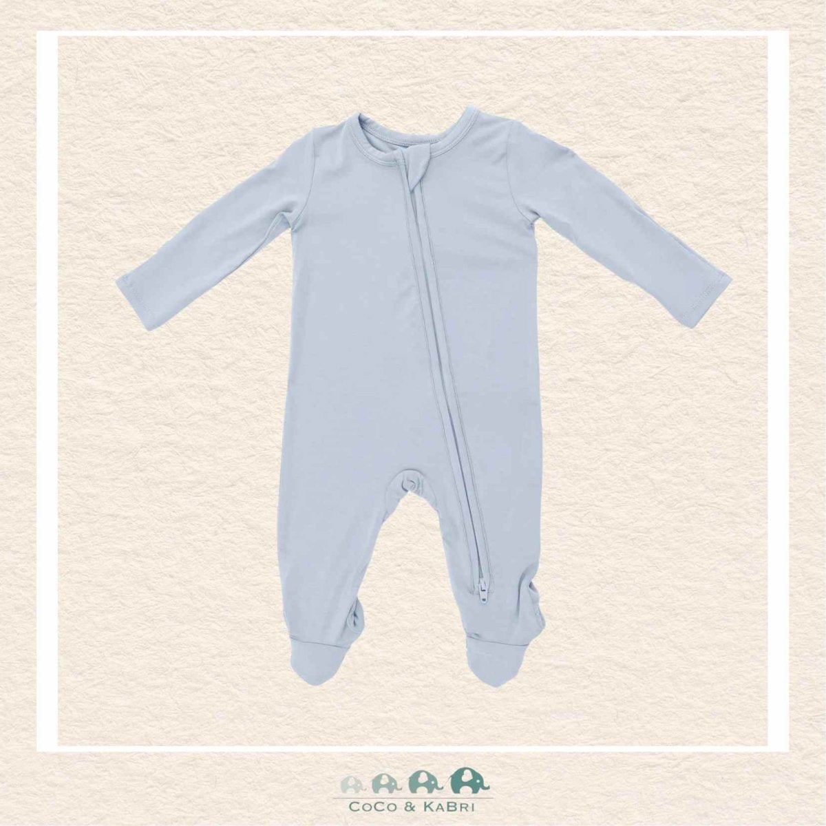 Angel Dear: Solid Blue Fog - 2 Way Zipper Footie, CoCo & KaBri Children's Boutique, Brooks Alberta Canada