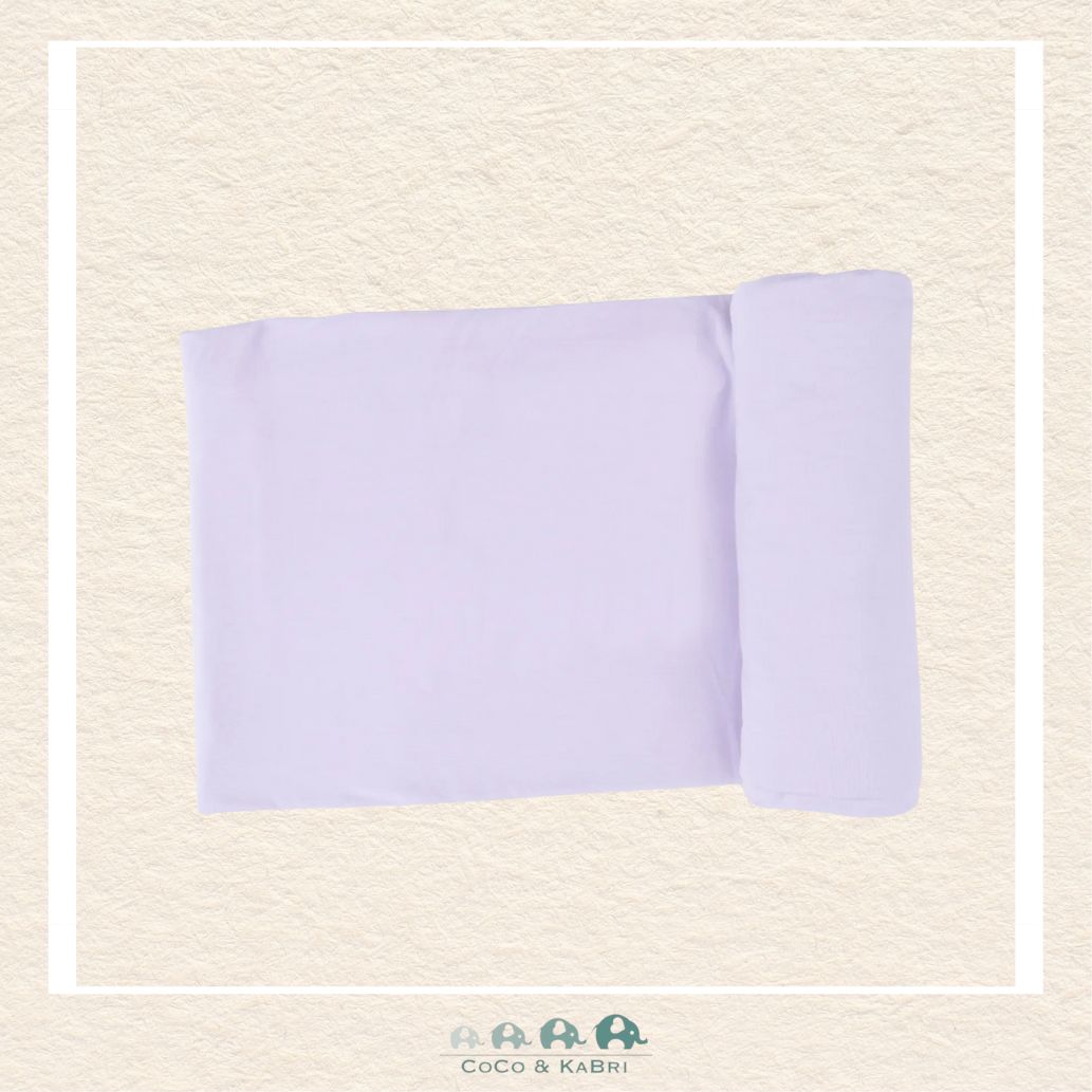 Solid Orchid Petal swaddle blanket rolled out showing the generous size and soft, muted purple-pink bamboo viscose fabric | Canada