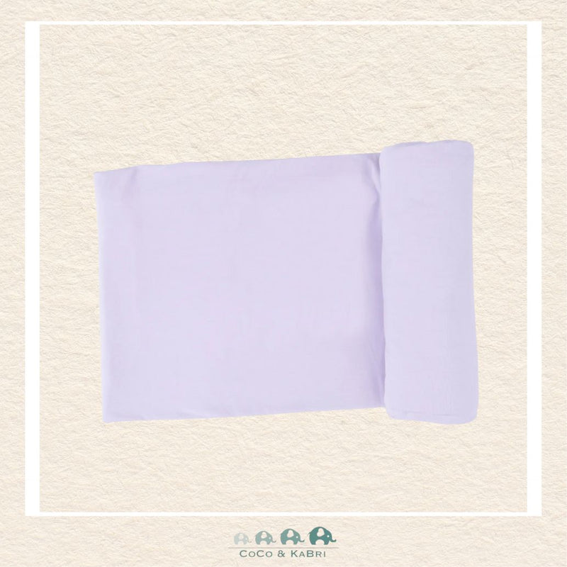 Solid Orchid Petal swaddle blanket rolled out showing the generous size and soft, muted purple-pink bamboo viscose fabric | Canada