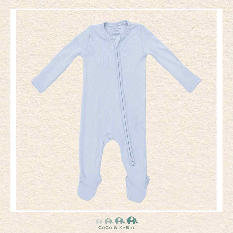 Angel Dear: Solid Sheer Blue Rib - 2 Way Zipper Footie, CoCo & KaBri Children's Boutique, Brooks Alberta Canada