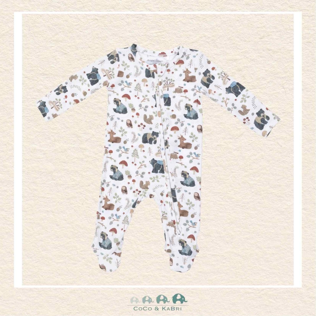 Angel Dear: Southern Woodland Animals Green - 2 Way Zipper Footie, CoCo & KaBri Children's Boutique, Brooks Alberta Canada