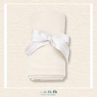 Angel Dear Sugar Swizzle swaddle blanket rolled and tied with a boutique ribbon for a delicate, neutral gift presentation | Canada