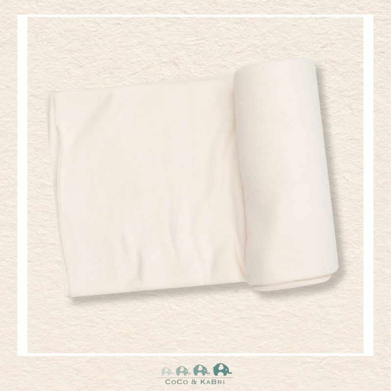 Angel Dear Sugar Swizzle swaddle blanket rolled out showing the generous size and soft, breathable tonal boutique print | Canada