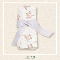 Angel Dear Vintage Rosebud swaddle blanket rolled and tied with a boutique ribbon for a charming floral gift presentation | Canada