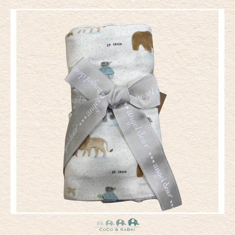 Angel Dear Welcome to the World swaddle blanket rolled and tied with a boutique ribbon for a sentimental newborn gift | Canada