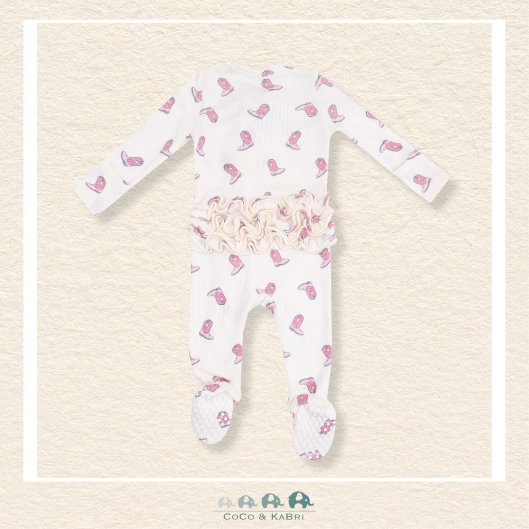 Angel Dear:Petite Cowgirl Boots - 2 Way Zipper Ruffle Back Footie, CoCo & KaBri Children's Boutique