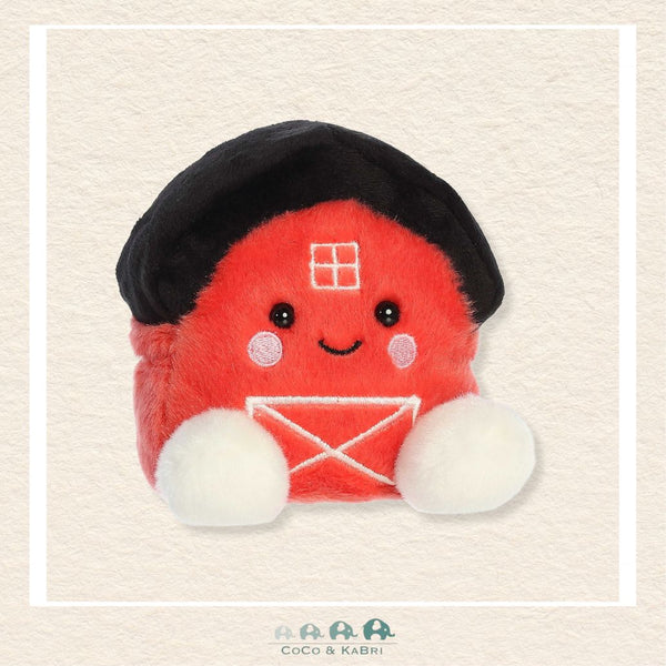 Aurora Palm Pals Oakley Barn plush featuring a vibrant red barn design, classic white trim, and a sweet smiling face in a compact palm-sized boutique design | Canada