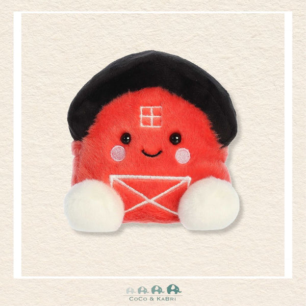 Aurora Palm Pals Oakley Barn plush featuring a vibrant red barn design, classic white trim, and a sweet smiling face in a compact palm-sized boutique design | Canada