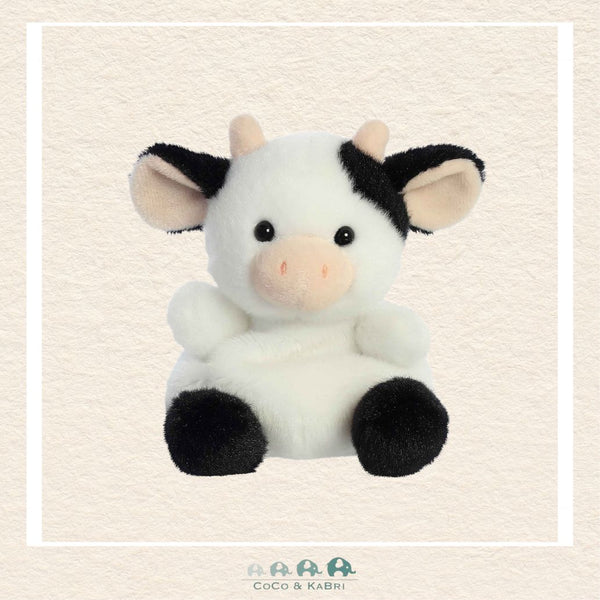 Aurora Palm Pals Sweetie Cow plush featuring a soft white body with classic black spots, tiny horns, and a sweet smiling face in a palm-sized boutique design | Canada