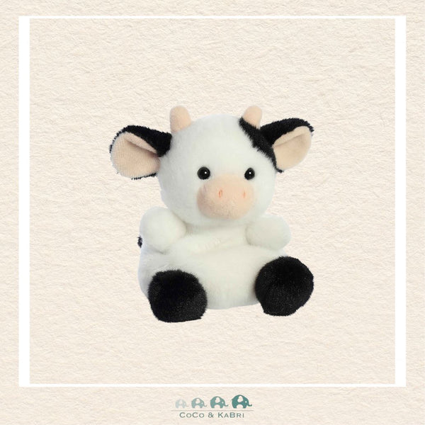 Aurora Palm Pals Sweetie Cow plush featuring a soft white body with classic black spots, tiny horns, and a sweet smiling face in a palm-sized boutique design | Canada