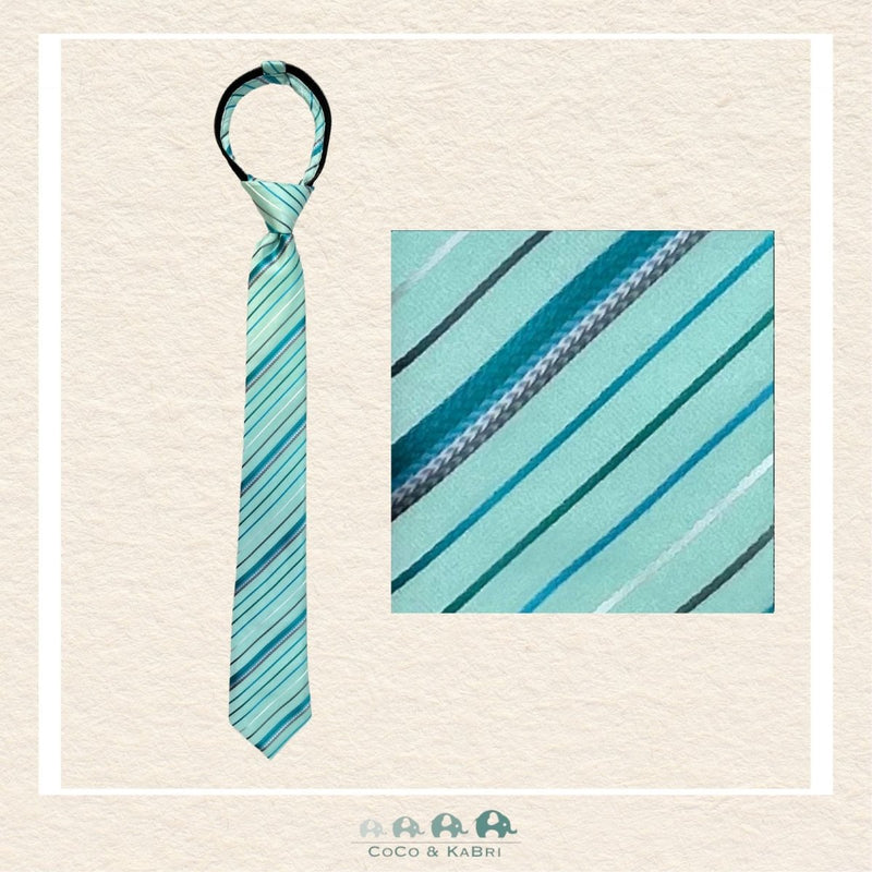 Boys Zipper Tie - Aqua 17", CoCo & KaBri Children's Boutique