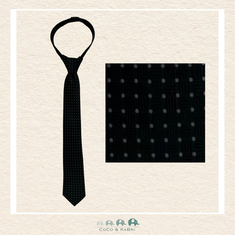 Boys Zipper Tie - Black With Silver Dots - 14", CoCo & KaBri Children's Boutique