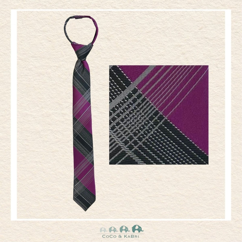 Boys Zipper Tie - Black/Purple 17", CoCo & KaBri Children's Boutique