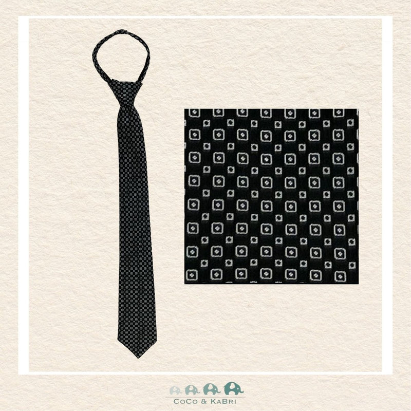 Boys Zipper Tie - Black/White 14", CoCo & KaBri Children's Boutique