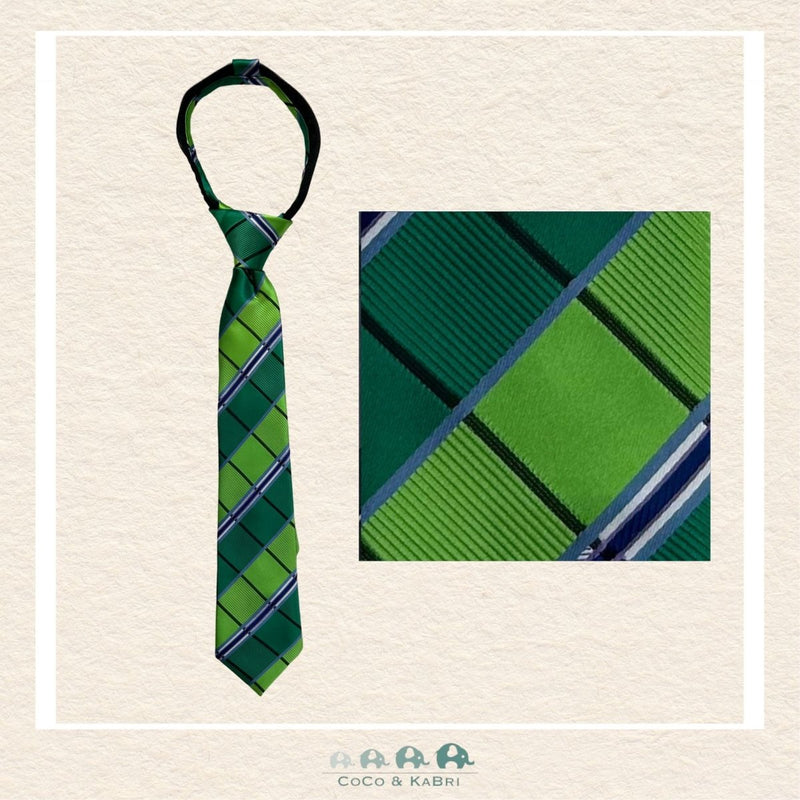 Boys Zipper Tie - Green 14", CoCo & KaBri Children's Boutique