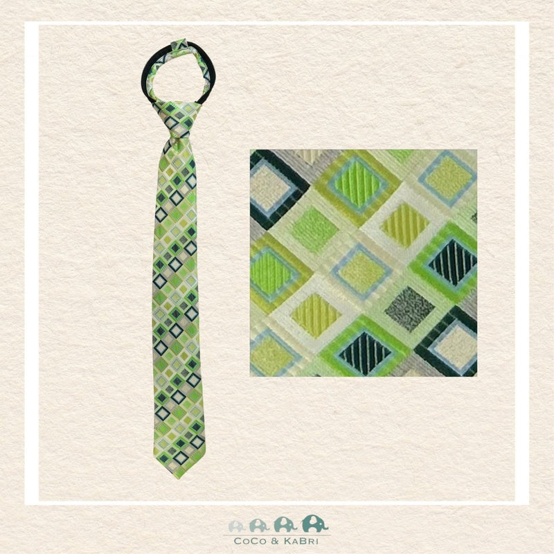 Boys Zipper Tie - Green 17", CoCo & KaBri Children's Boutique