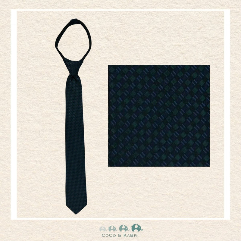 Boys Zipper Tie - Green/Navy 17", CoCo & KaBri Children's Boutique