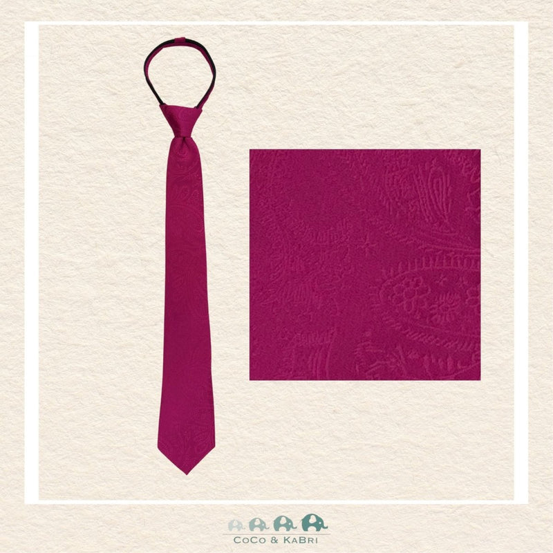 Boys Zipper Tie - Paisley Fuchsia 14", CoCo & KaBri Children's Boutique
