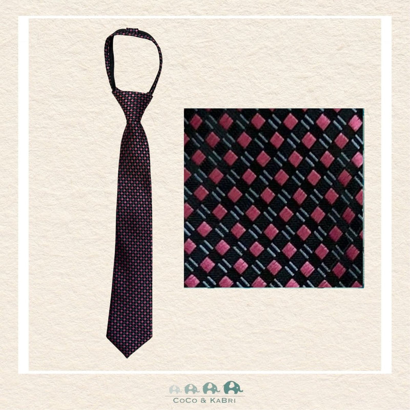 Boys Zipper Tie - Pink 14", CoCo & KaBri Children's Boutique