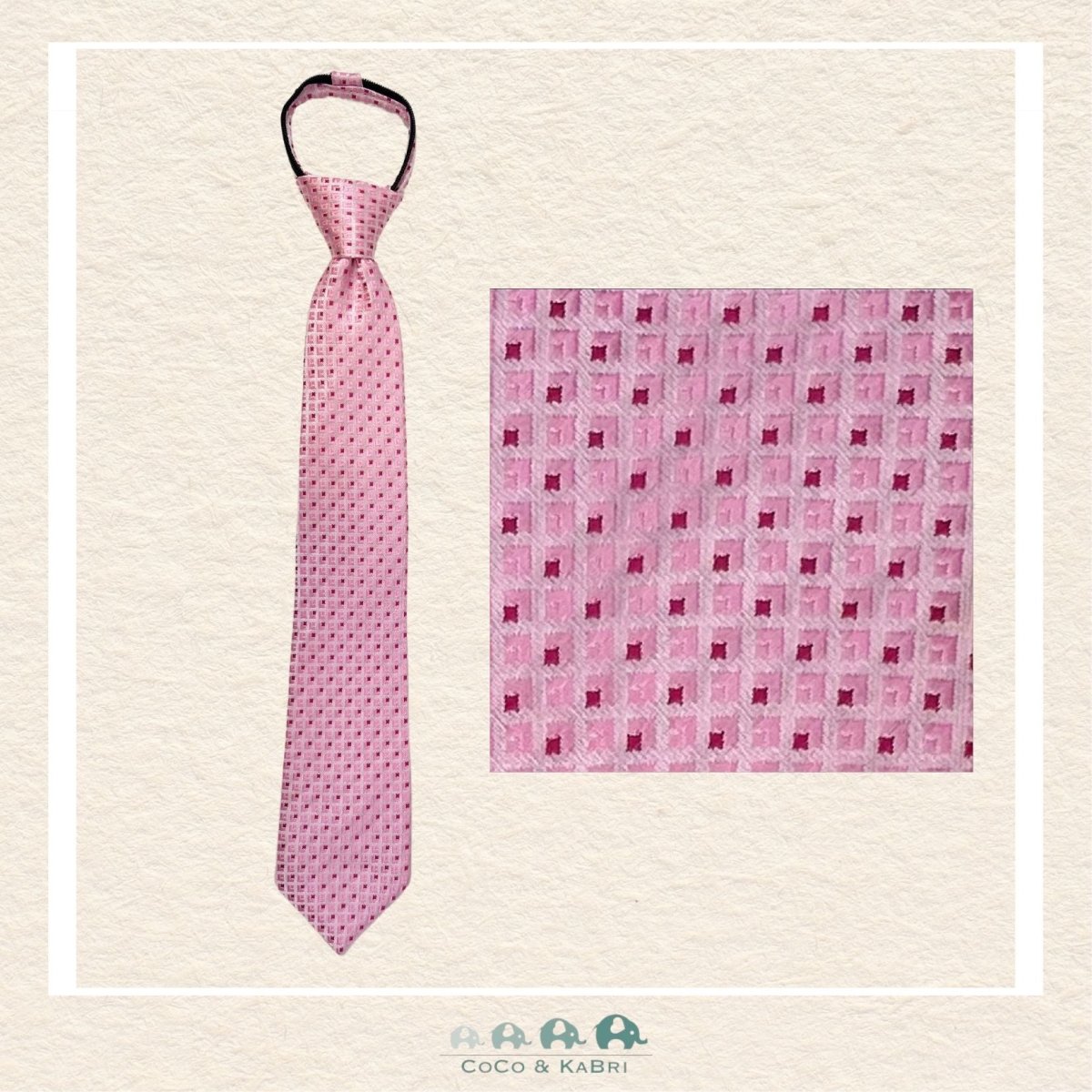 Boys Zipper Tie - Pink 14", CoCo & KaBri Children's Boutique