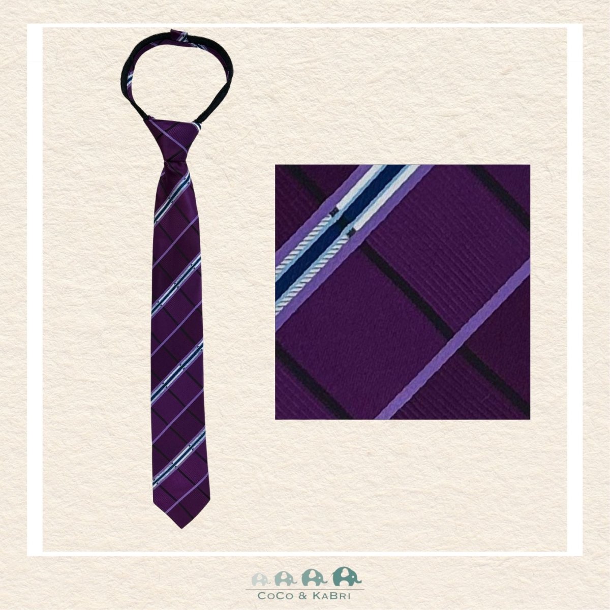 Boys Zipper Tie - Purple 17", CoCo & KaBri Children's Boutique
