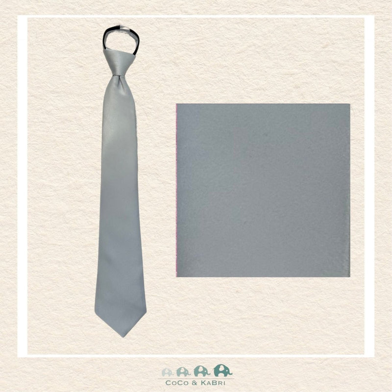 Boys Zipper Tie - Silver 17", CoCo & KaBri Children's Boutique